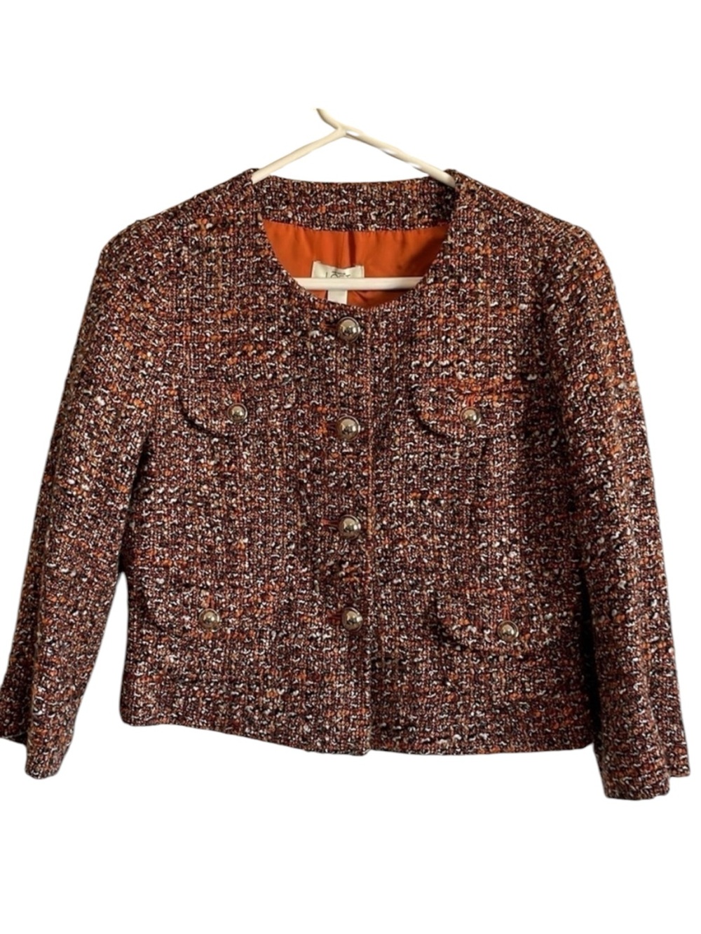 NWT Ann Taylor Tweed Blazer 8 Orange Old Money LOFT Suit Coat Academia